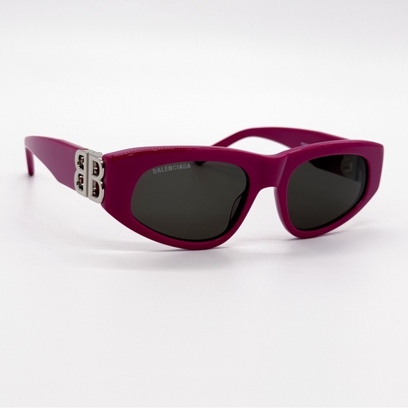 NEW BALENCIAGA BB0095S 017 OVAL FUCHSIA GREY WOMEN SUNGLASSES BALENCIAGA - Picture 7 of 10